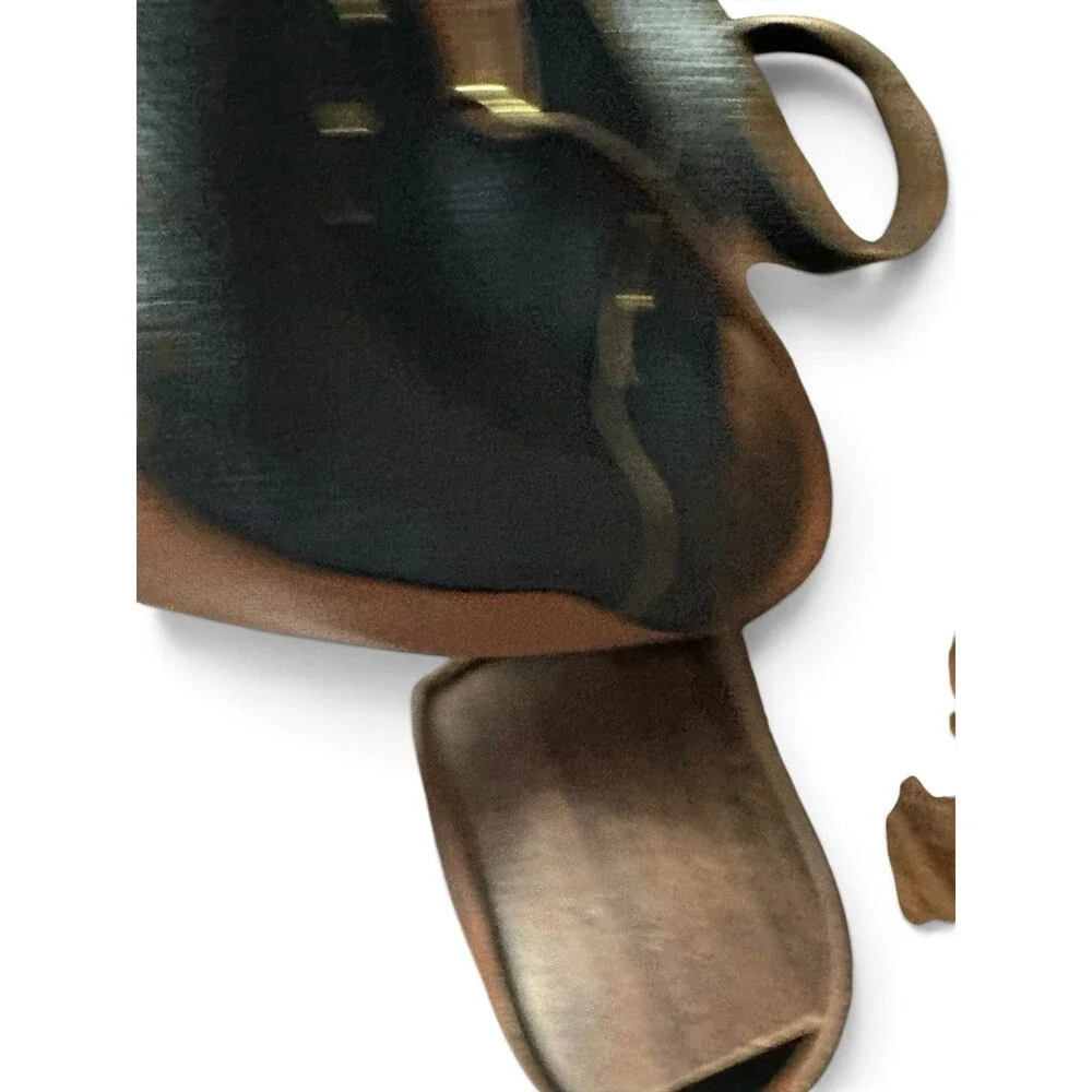 Fossil Black Leather Crossbody Satchel Bag Brown Strap Zip Top